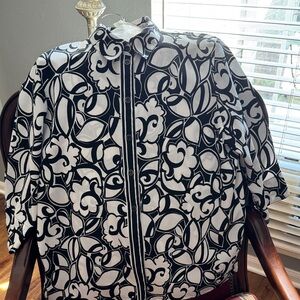 Allison Daley Black and White Floral Blouse